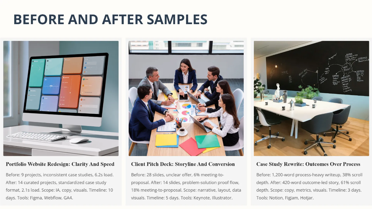 Free Creative Professional Portfolio Deck Template to Edit Online