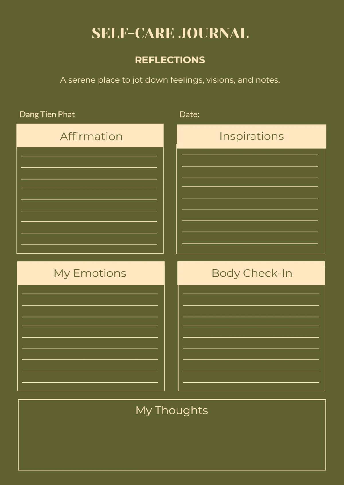Self-Care Journal Template