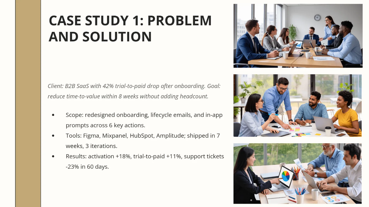 Free Portfolio Slides with Case Studies Template to Edit Online