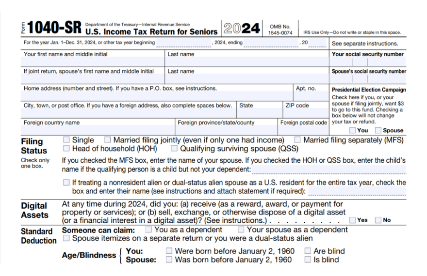 IRS Form 1040-SR 2024-2025