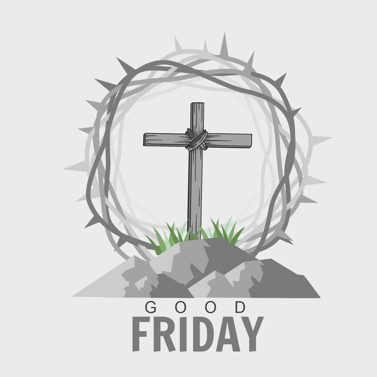 Free Good Friday Grey Clip Arts Template to Edit Online