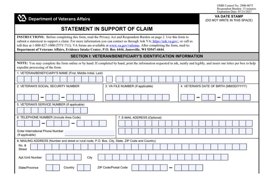 VA Form 21-4138