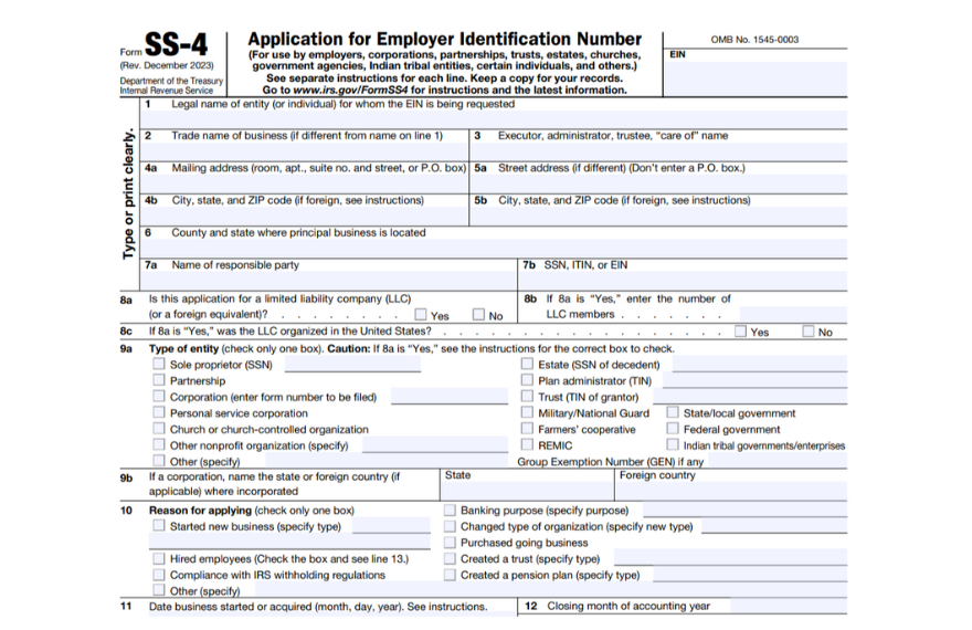 IRS Form SS-4