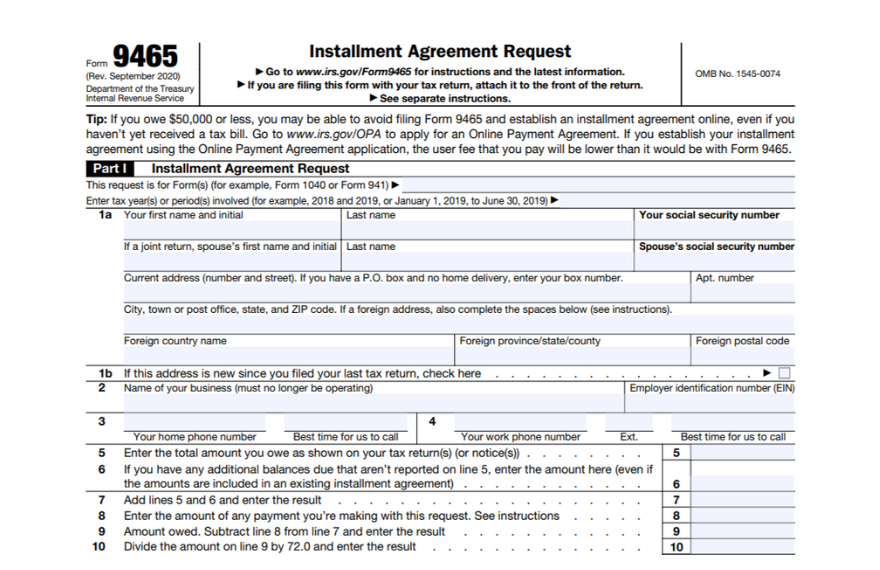 IRS Form 9465