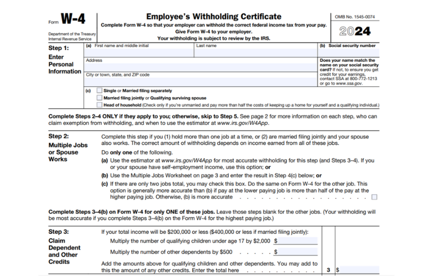 Free Form W-4 2024 Template to Edit Online