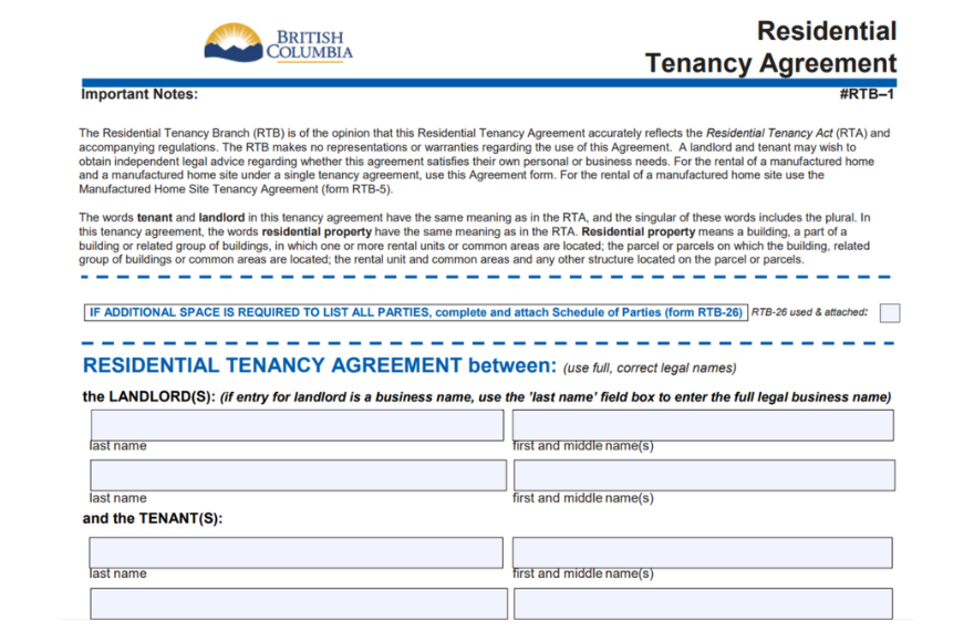 BC Tenancy Agreement