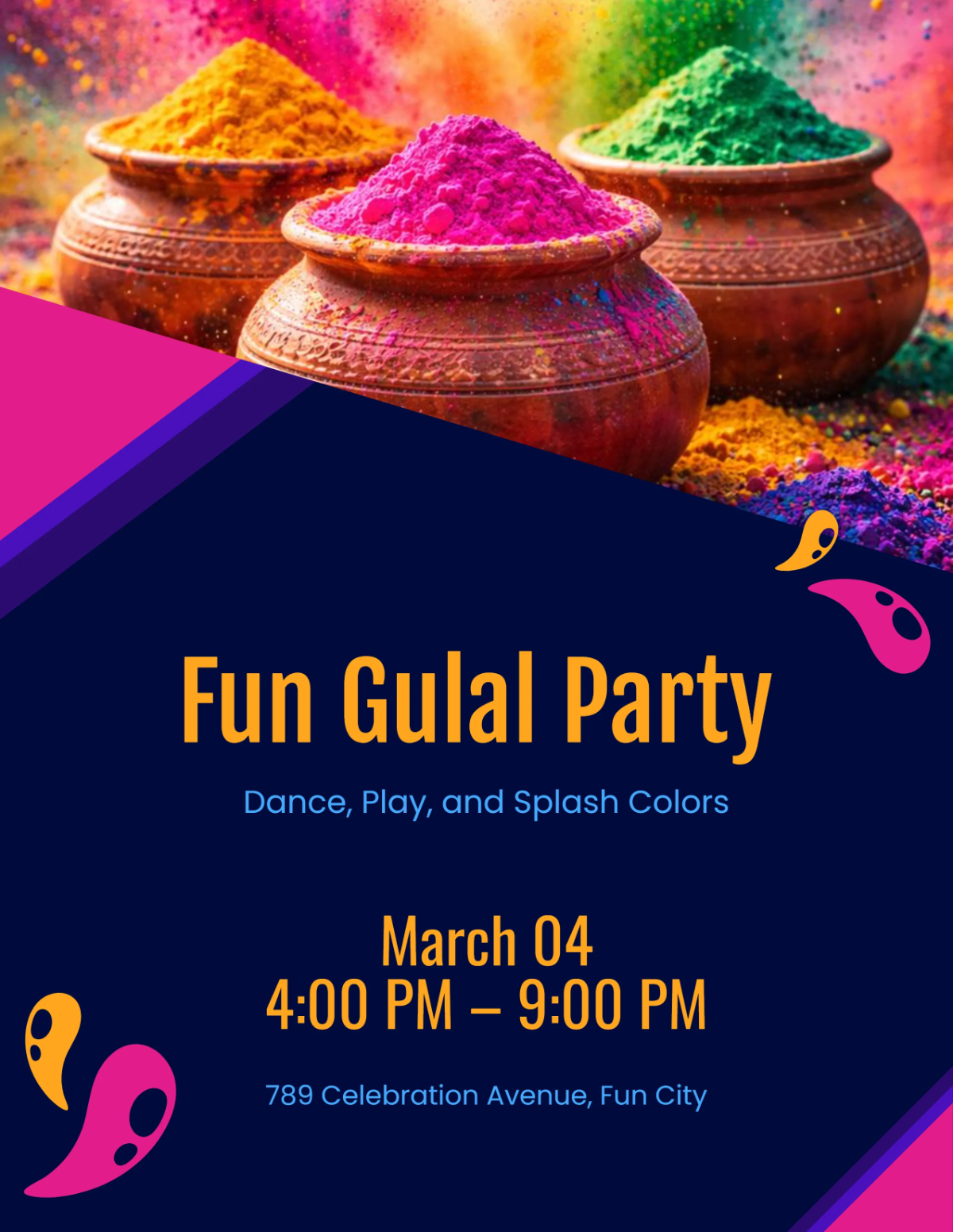 Free Modern Gulal Party Flyer Template to Edit Online Free Modern Gulal Party Flyer Template to Edit Online