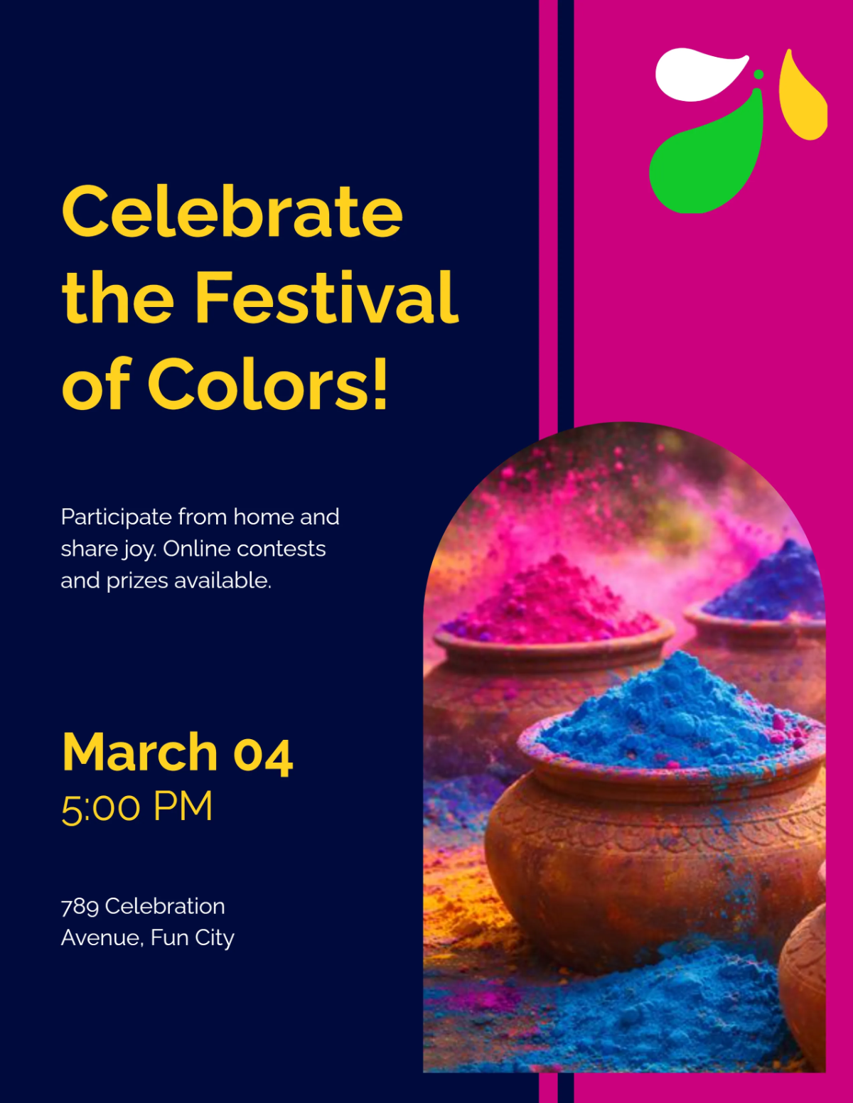 Free Digital Holi Invite Flyer Template to Edit Online Free Digital Holi Invite Flyer Template to Edit Online