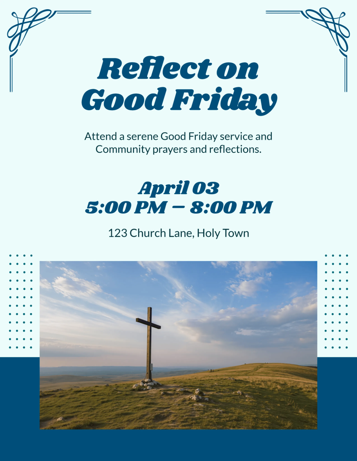Free Blue Good Friday Flyer Template to Edit Online