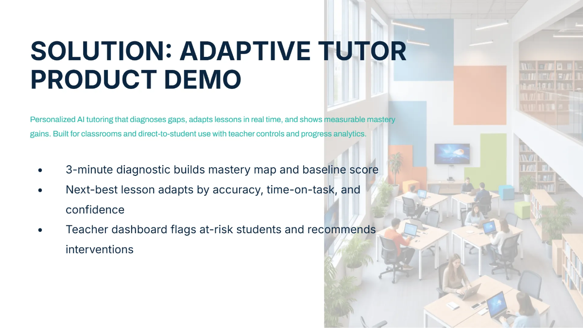 Free EdTech Startup Investor Pitch Deck Template to Edit Online