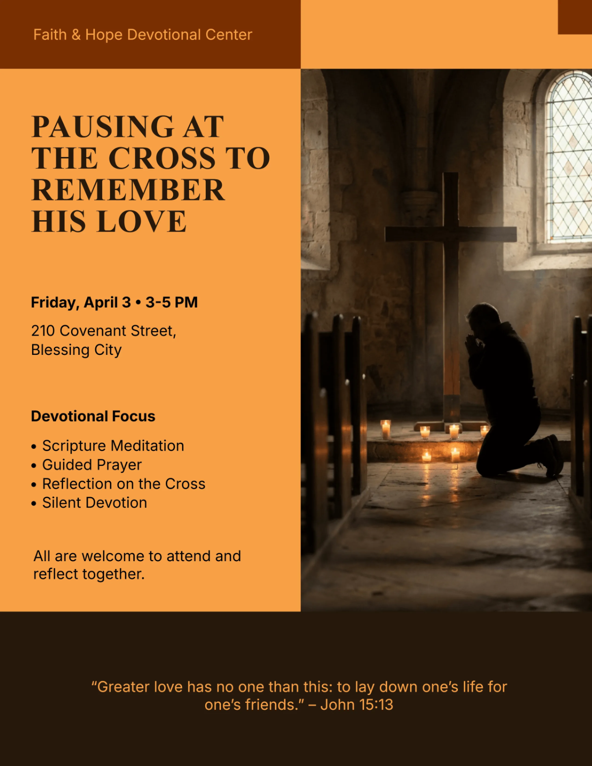 Free Good Friday Devotional Flyer Template to Edit Online