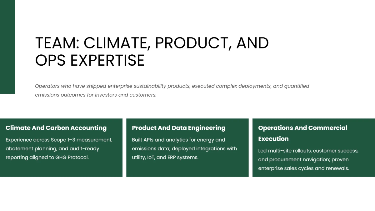 Free Green Tech & Sustainability Pitch Deck Template to Edit Online