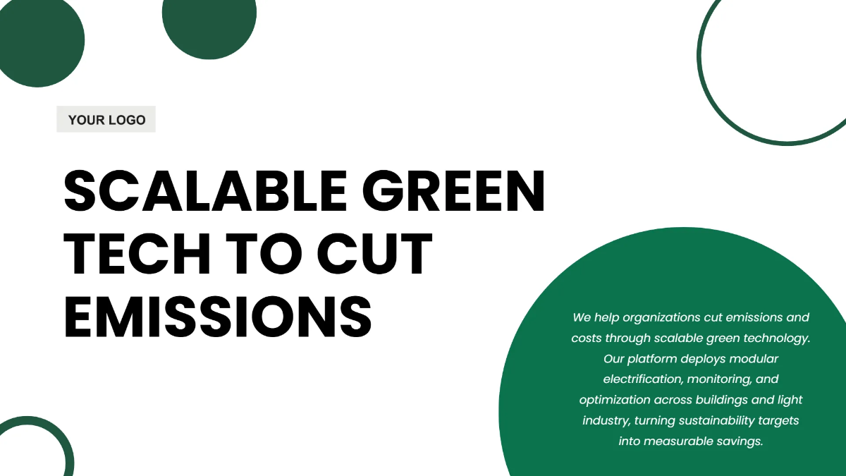Free Green Tech & Sustainability Pitch Deck to Edit Online