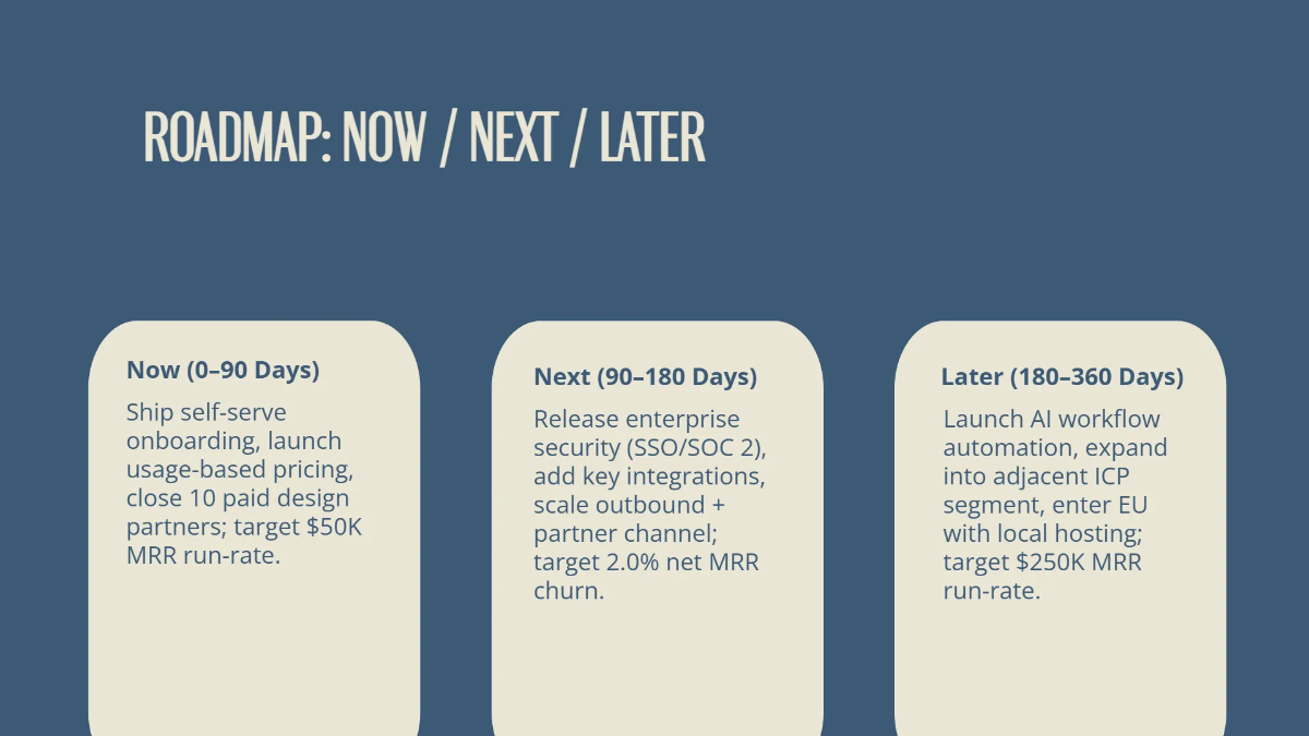 Free SaaS Product Investor Roadmap Deck Template to Edit Online