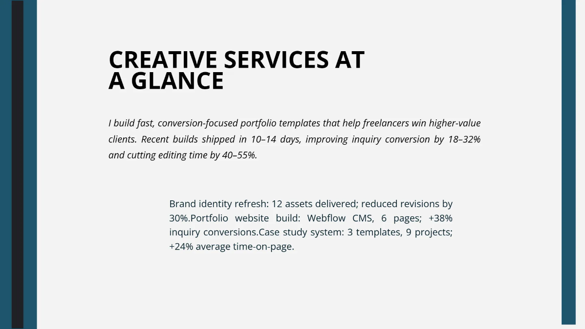 Freelancer Creative Portfolio Template to Edit Online