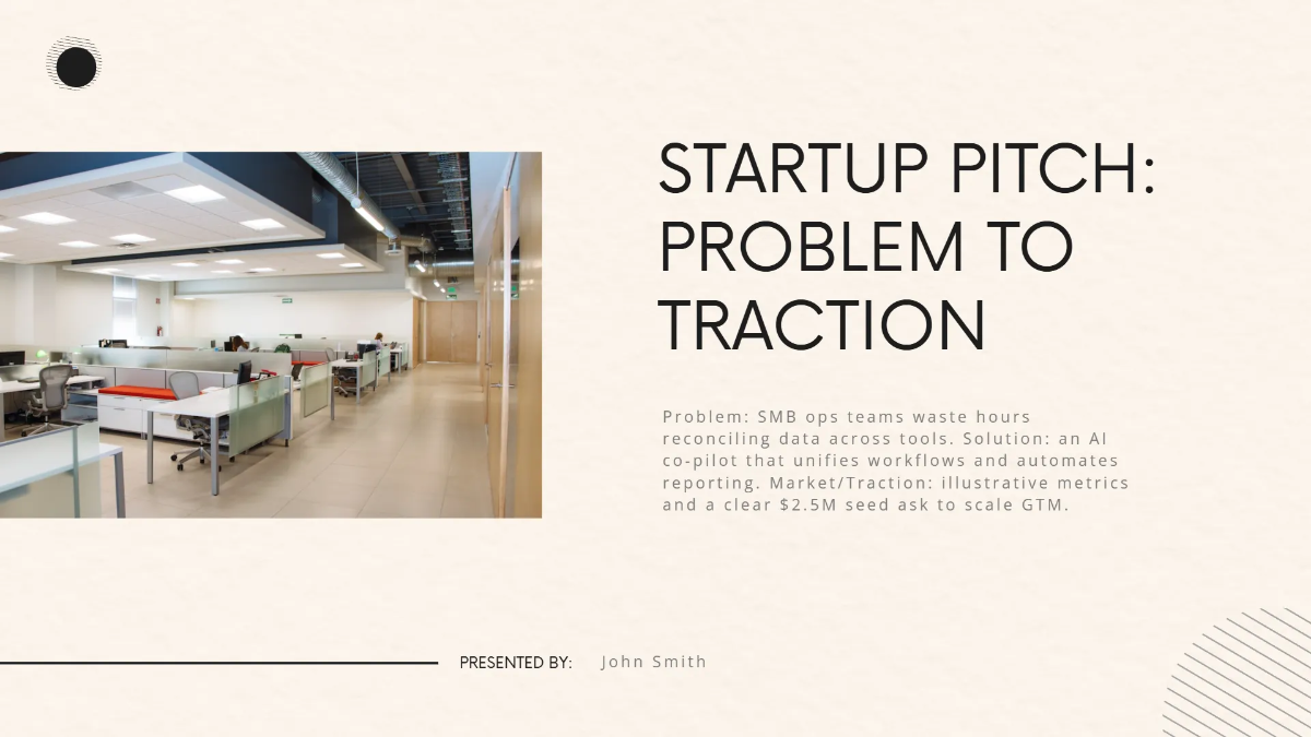 Free Startup Investor Pitch Deck Template to Edit Online