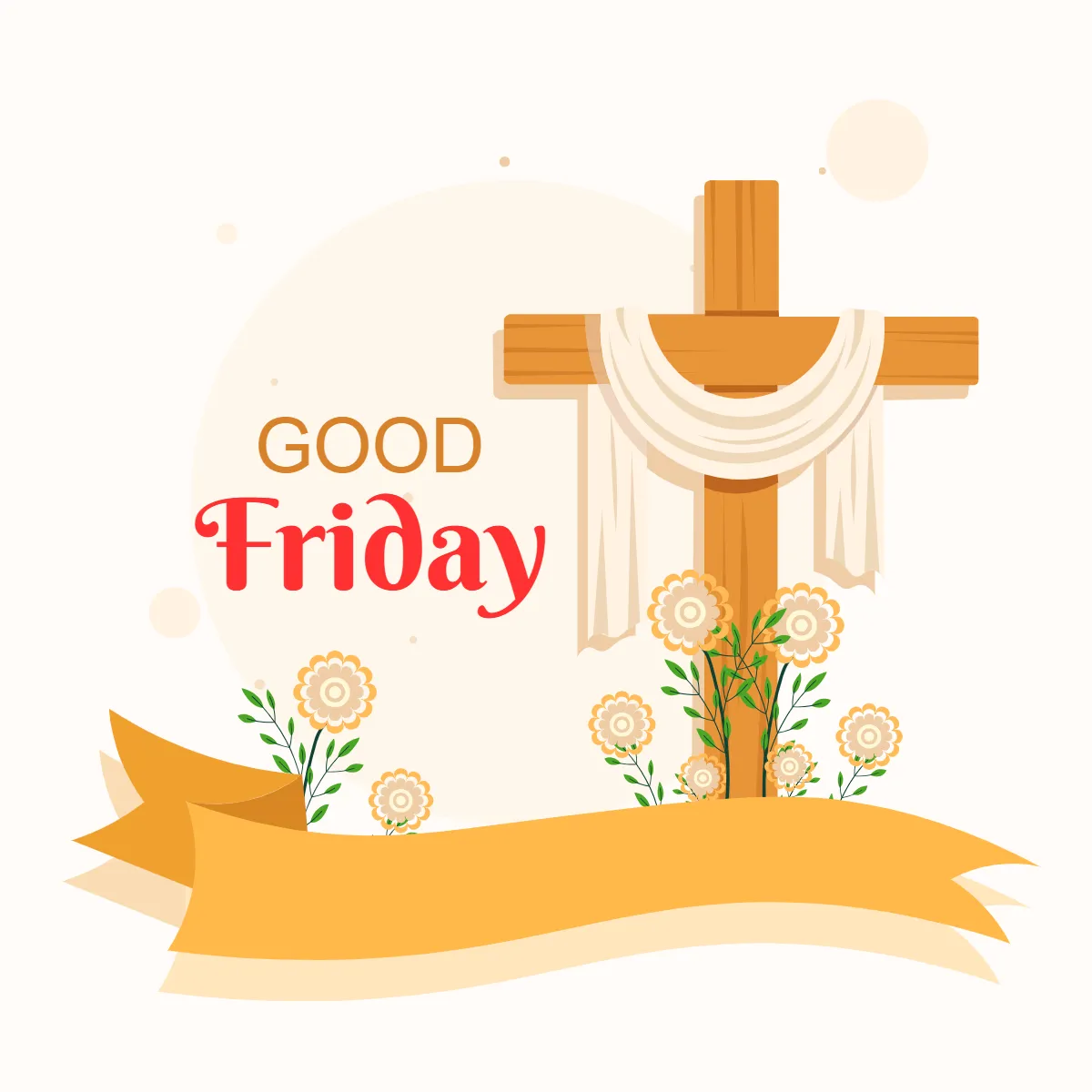 Free Good Friday with Flower Clip Arts Template to Edit Online