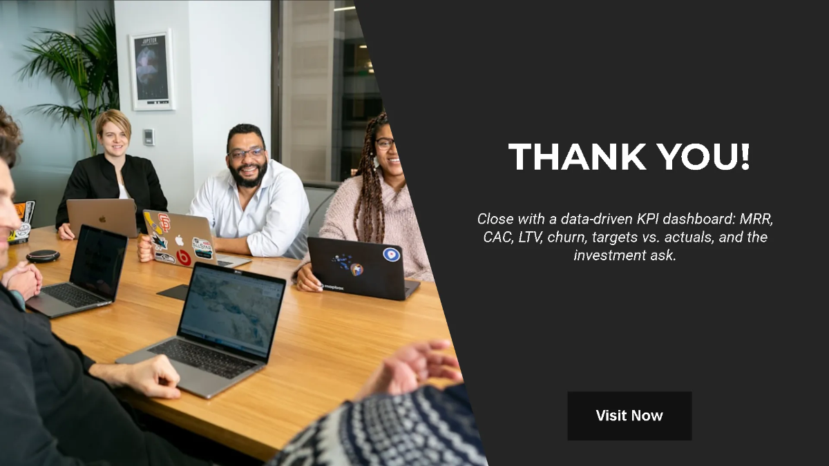 Free Startup KPI Dashboard Pitch Deck Template to Edit Online