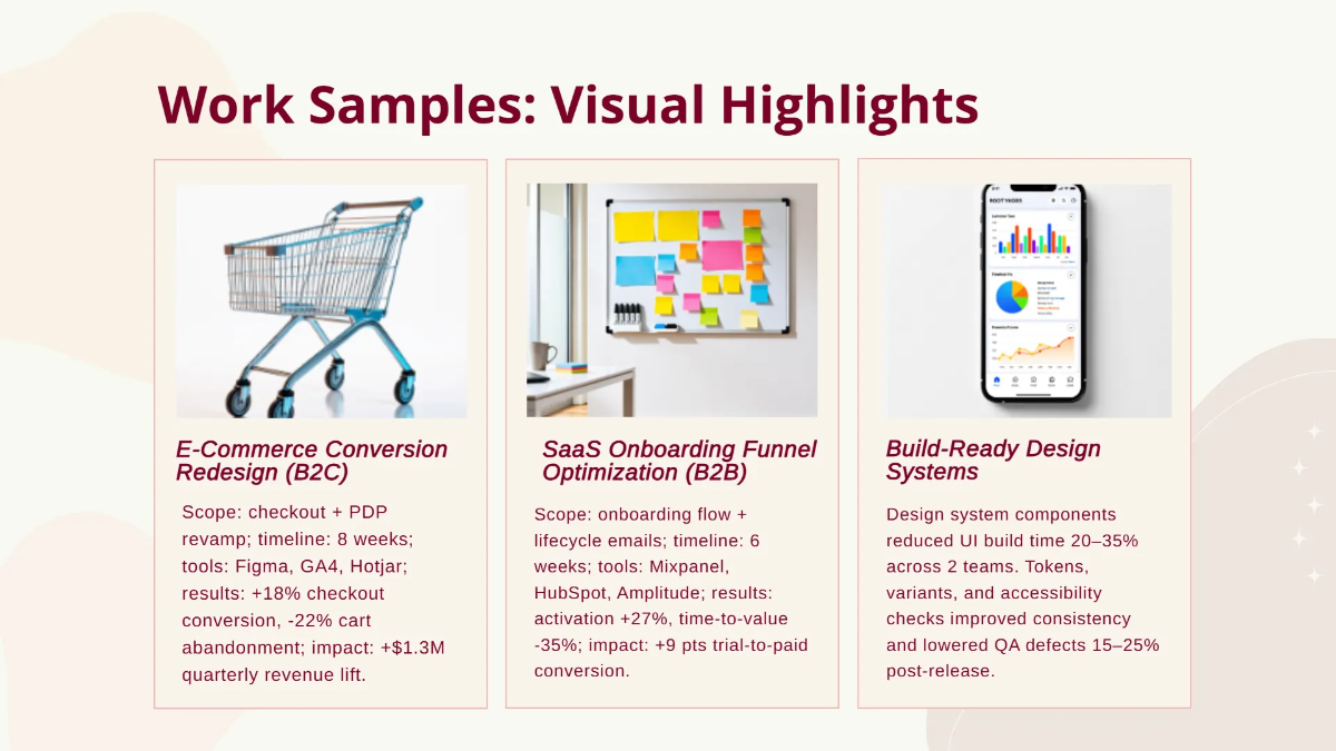 Free Portfolio Presentation with Work Showcase Template to Edit Online