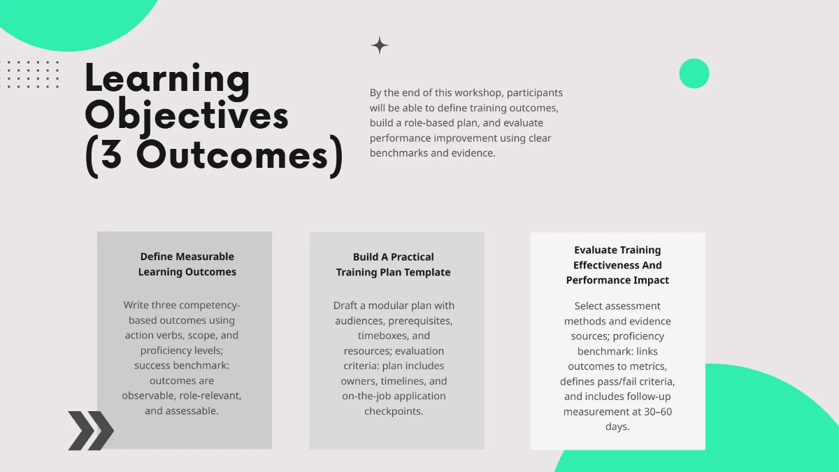 Free Training and Workshop Presentation Slides Template to Edit Online