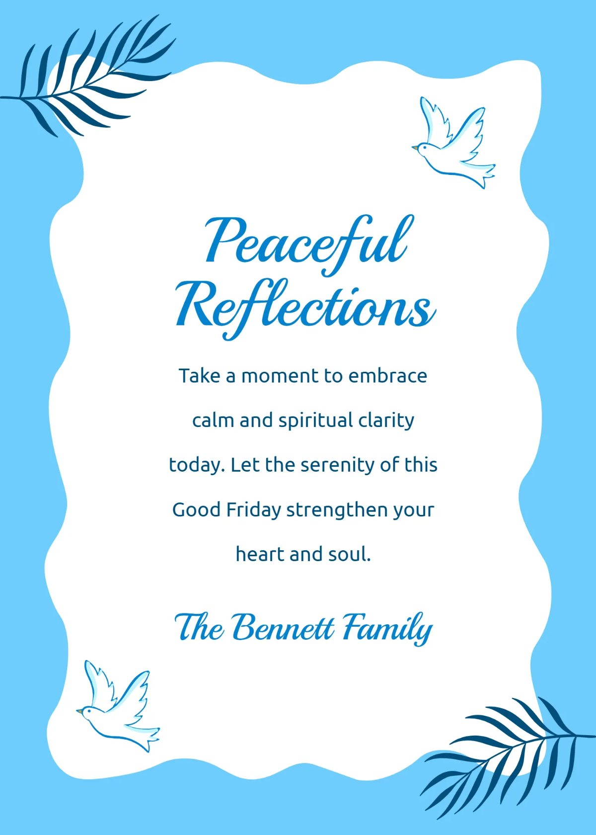 Free Tranquil Blue Good Friday Wishes Template to Edit Online
