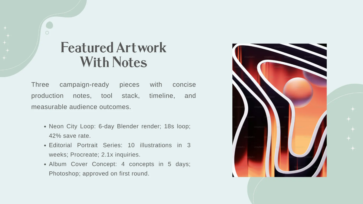 Free Digital Artist Portfolio Template to Edit Online