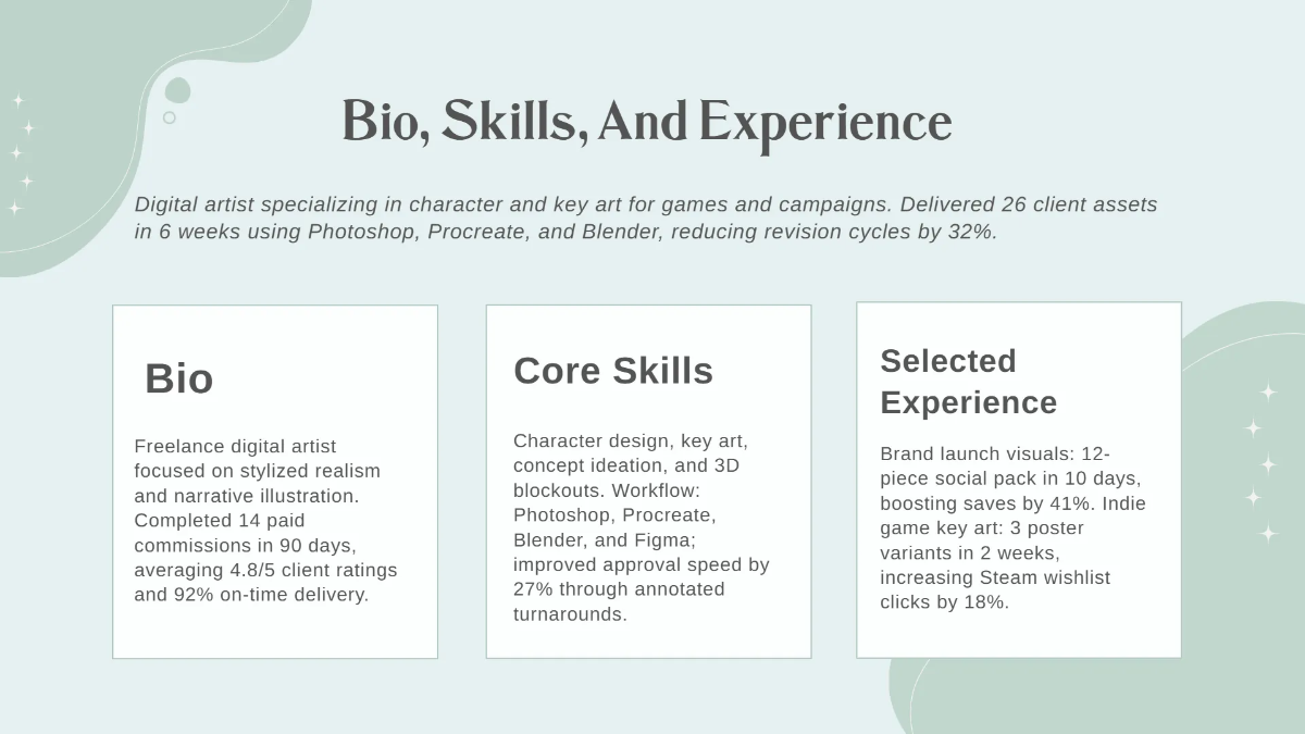 Free Digital Artist Portfolio Template to Edit Online