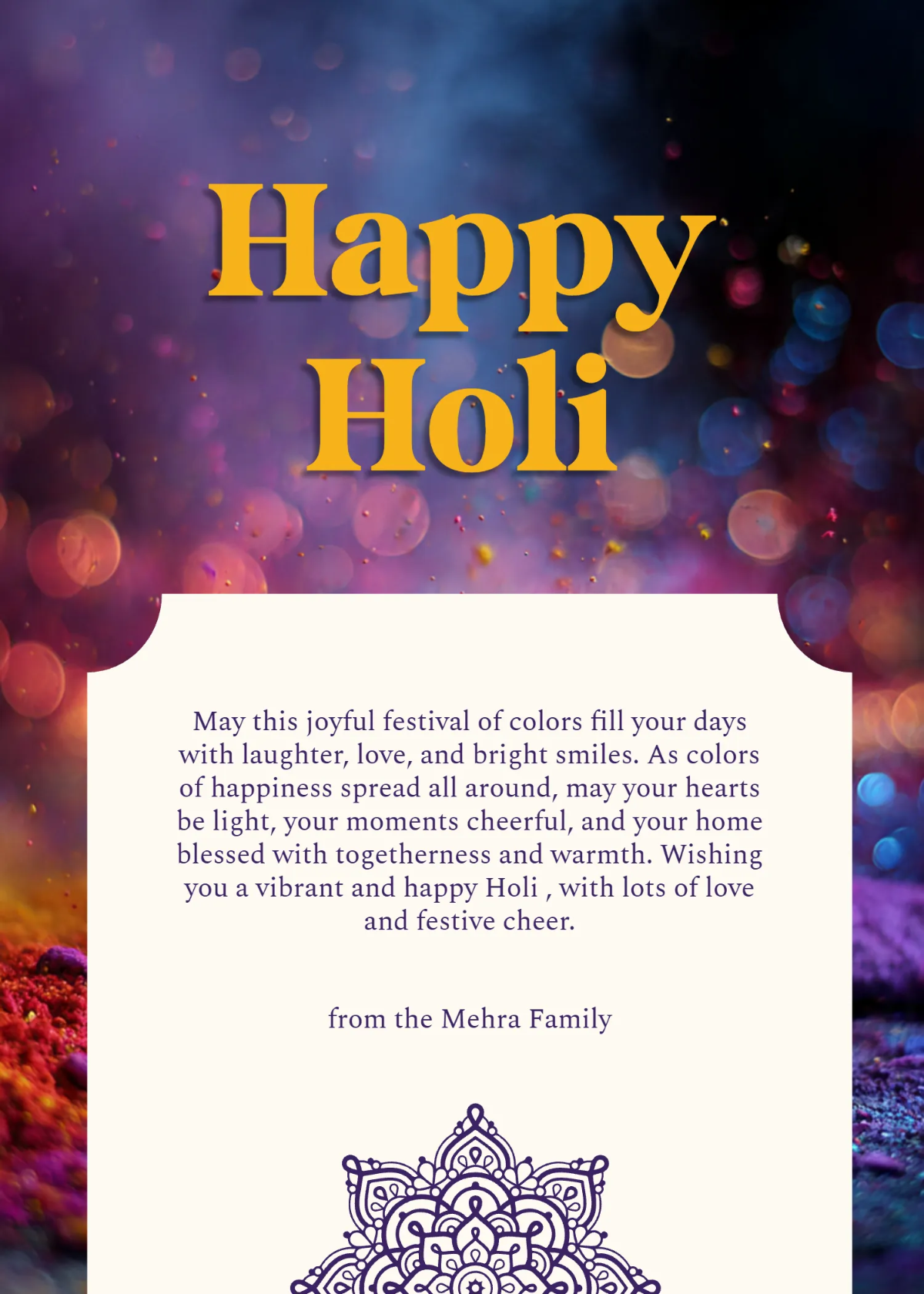 Free Cheerful Hearts Holi Wishes Template to Edit Online