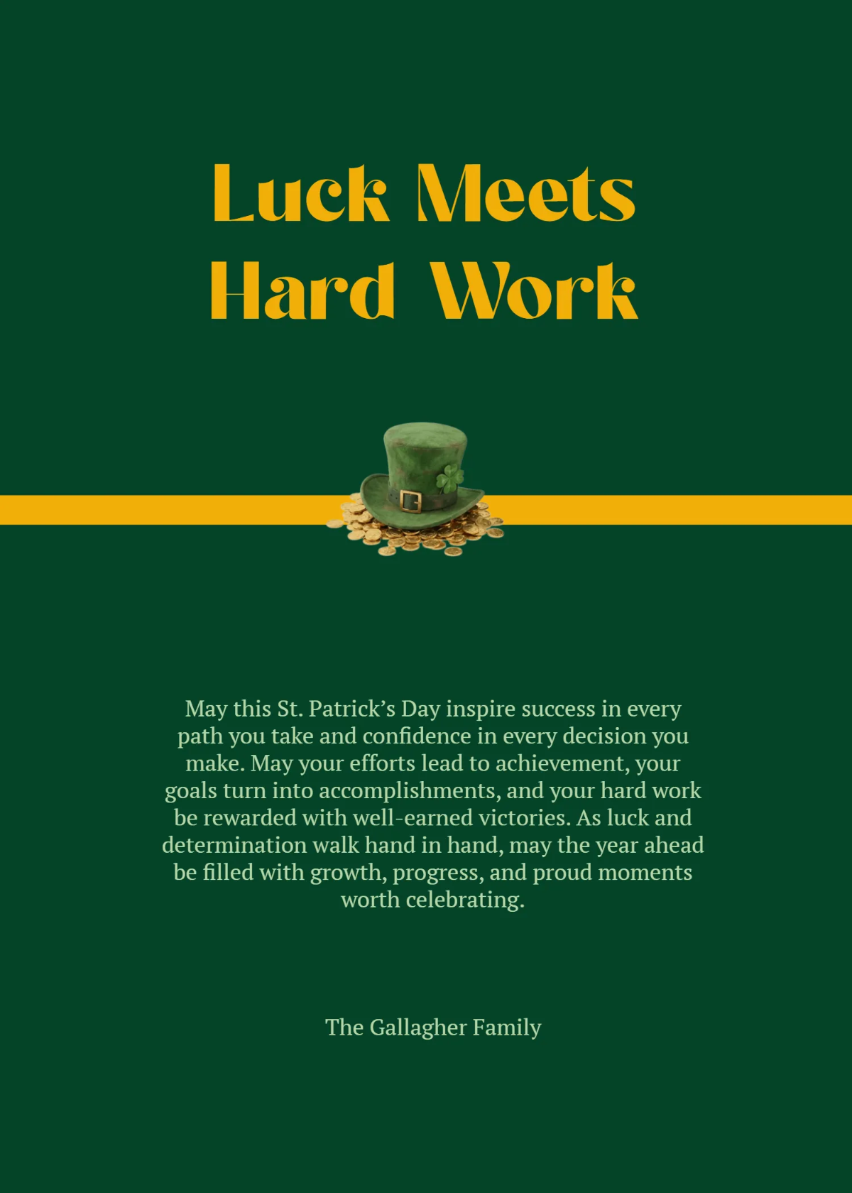 Free St. Patrick's Day Success Wishes Template to Edit Online