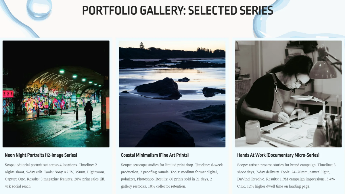 Free Photographer & Artist Portfolio Deck Template to Edit Online