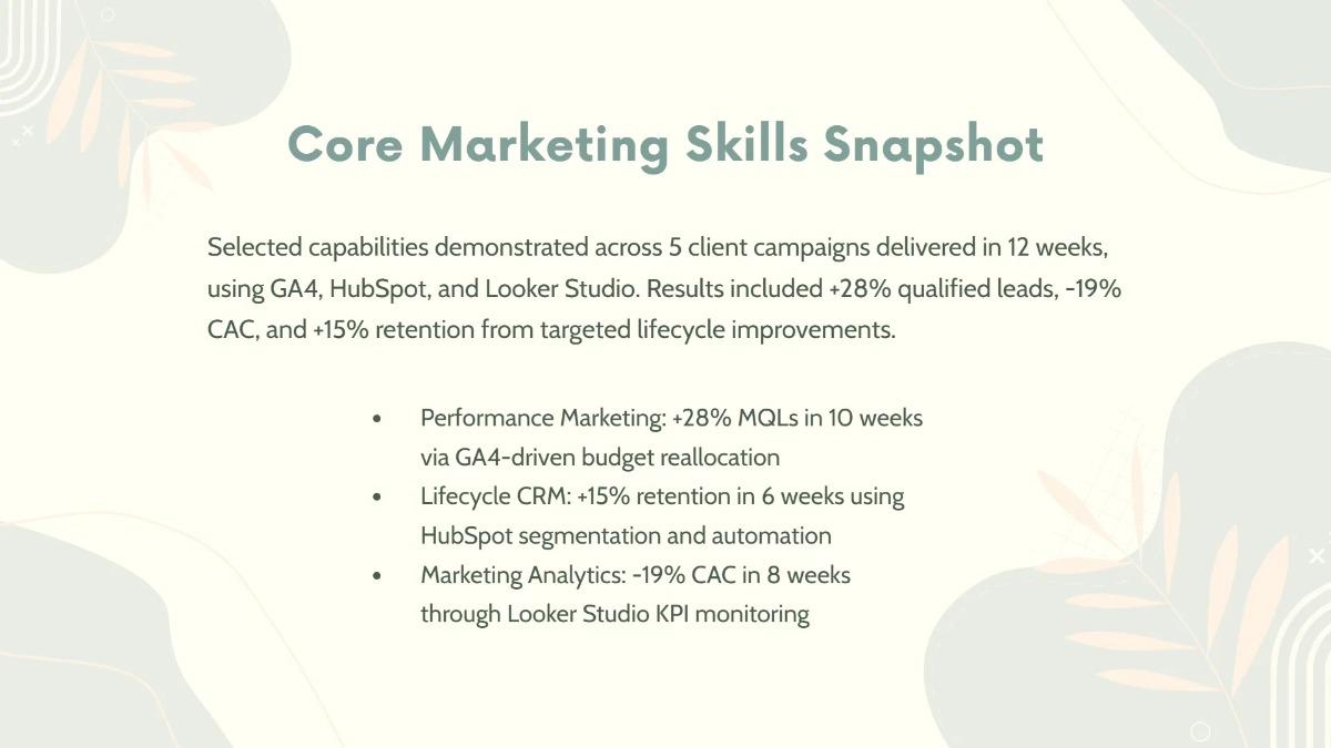 Free Portfolio for Marketing Professionals Template to Edit Online