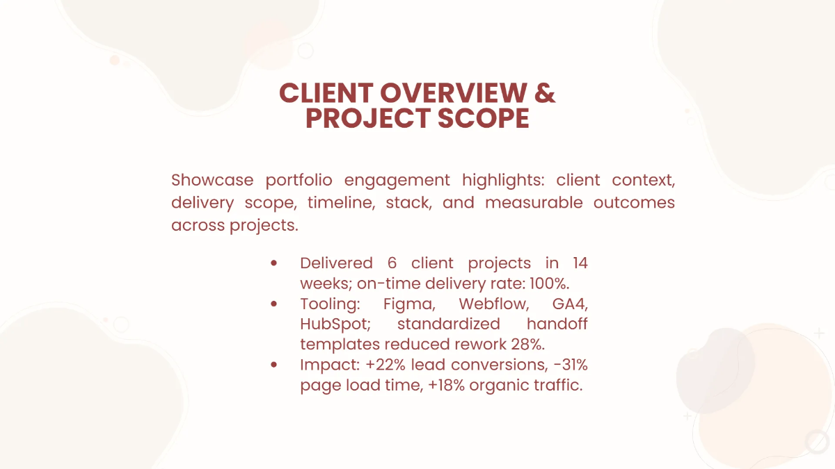 Free Portfolio Slides with Client Projects Template to Edit Online