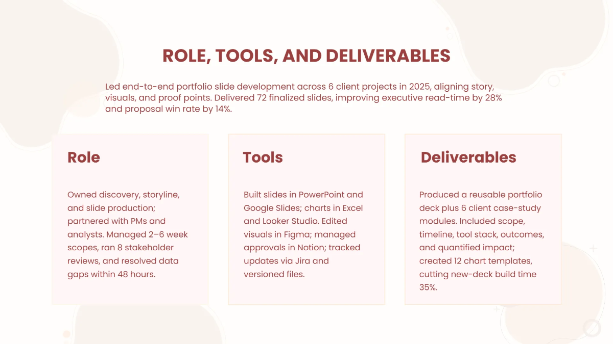 Free Portfolio Slides with Client Projects Template to Edit Online