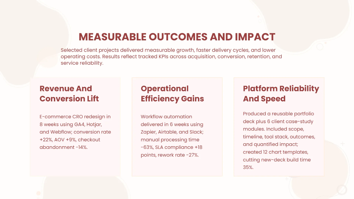 Free Portfolio Slides with Client Projects Template to Edit Online