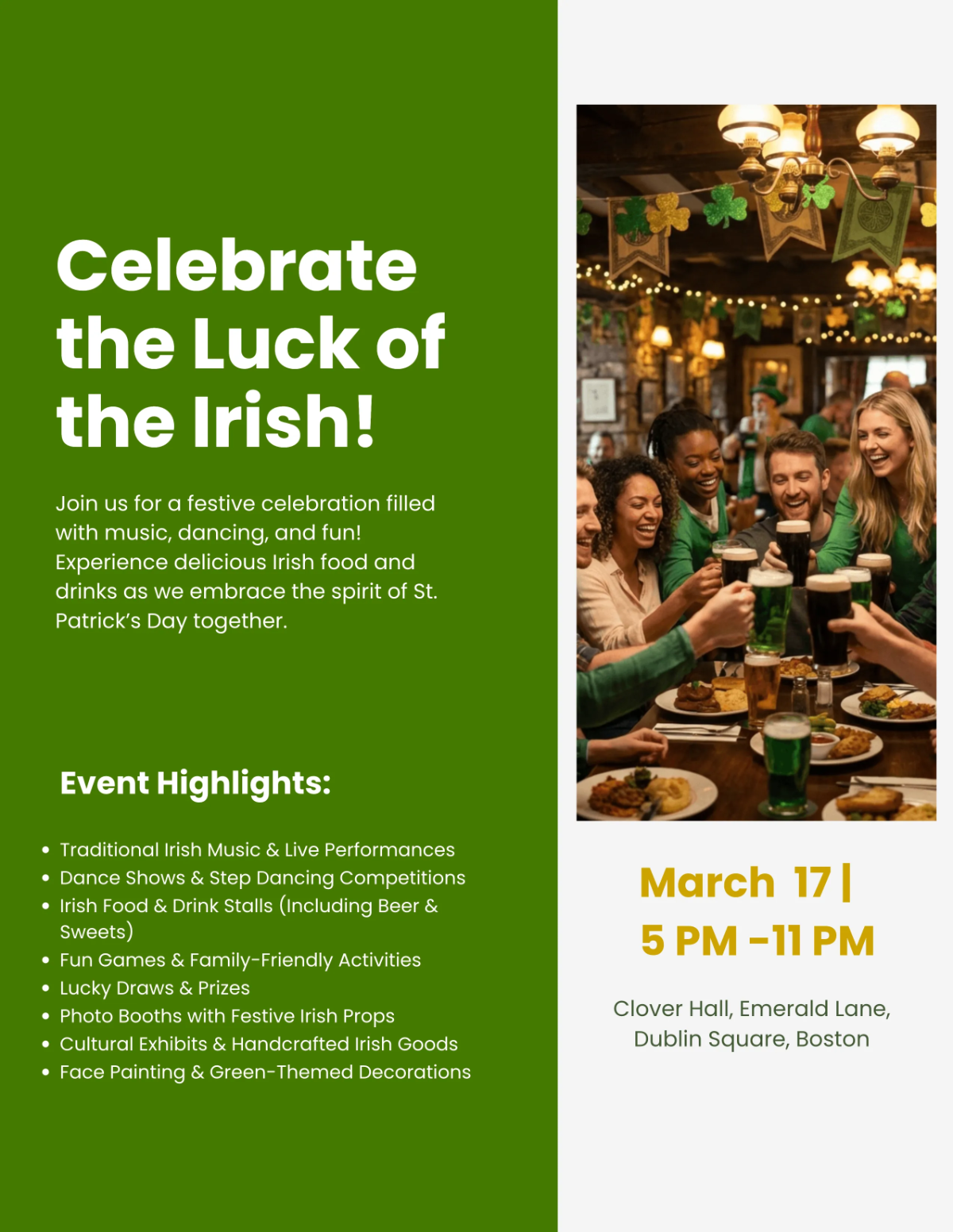 Free Happy St Patrick’s Day Flyer Template to Edit Online