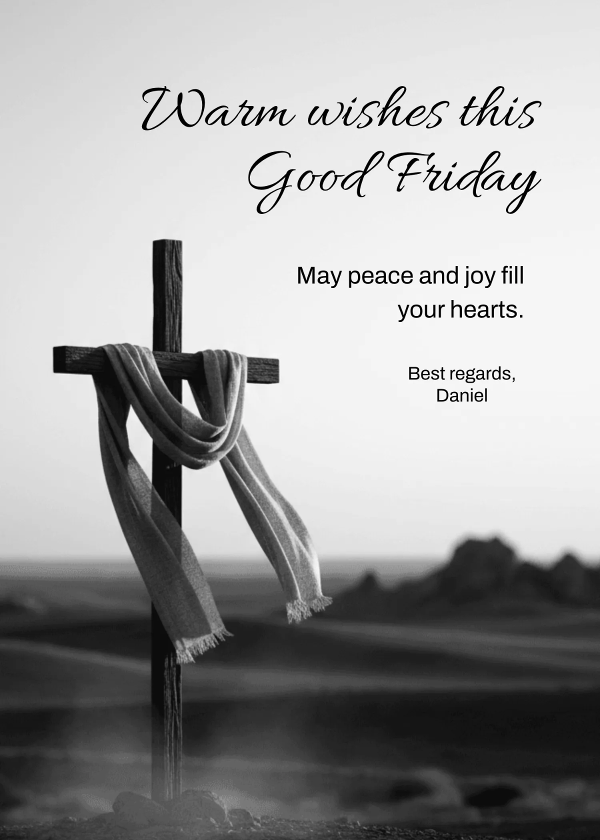 Free Black and White Good Friday Wishes Template to Edit Online