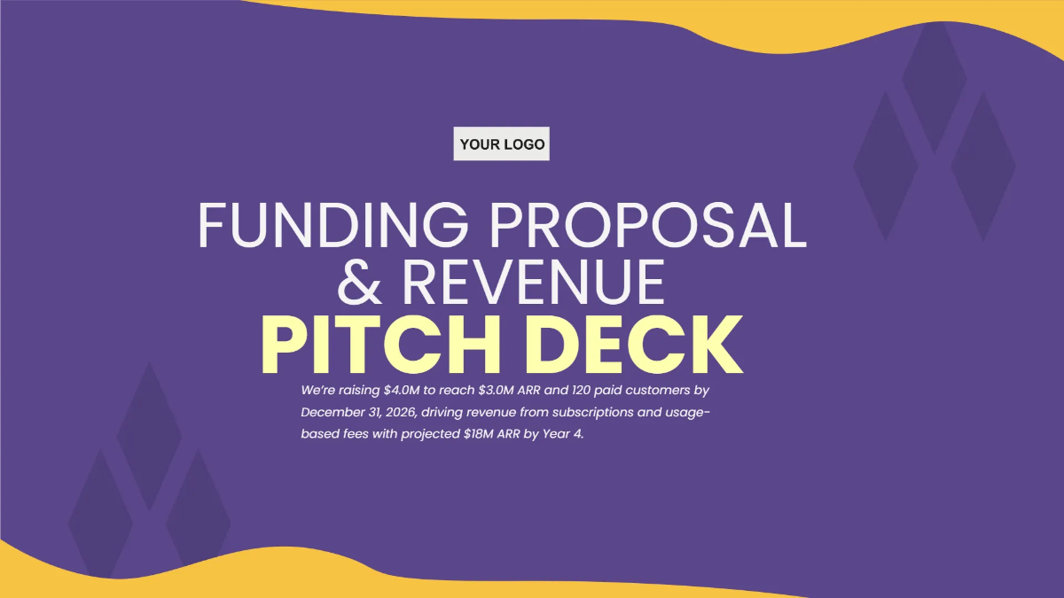 Free Funding Proposal & Revenue Pitch Deck to Edit Online