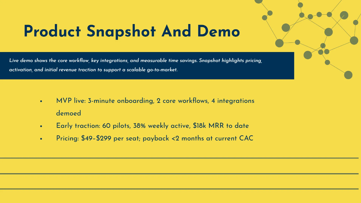 Free Tech Startup Product Launch Pitch Deck Template to Edit Online