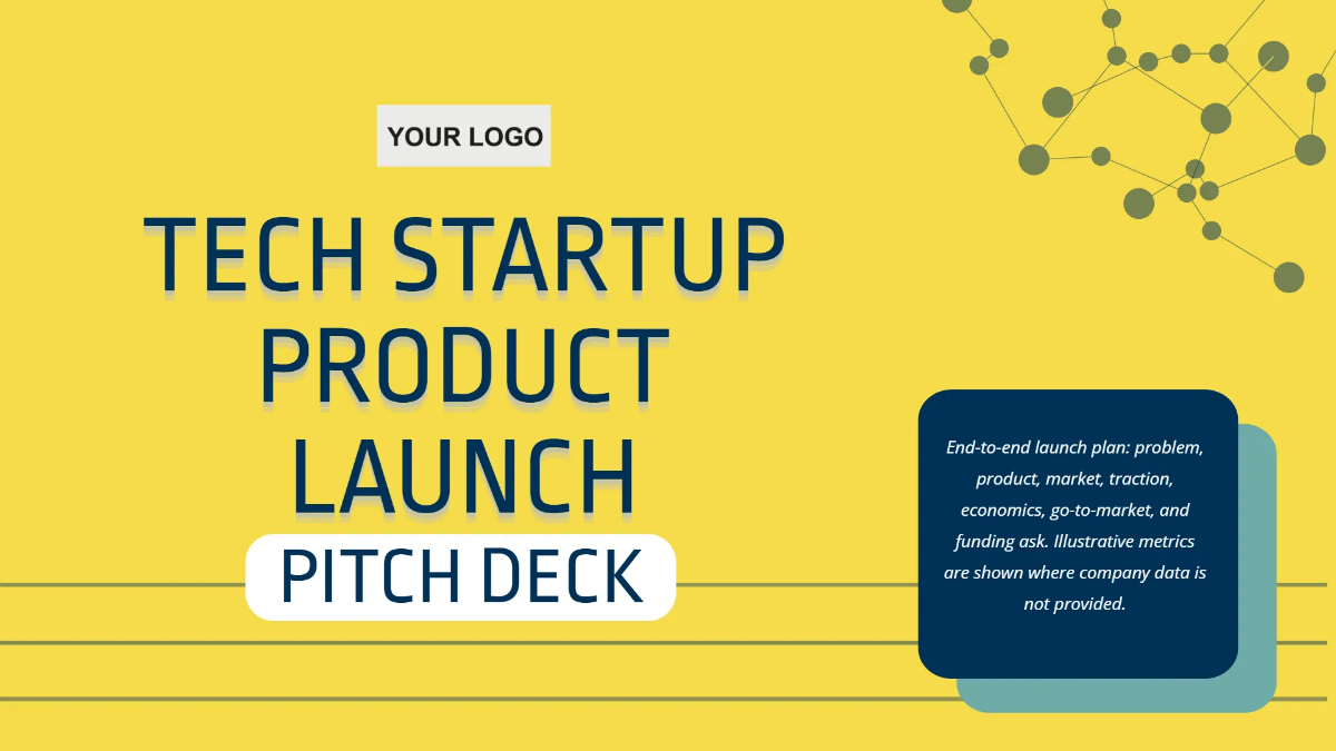 Free Tech Startup Product Launch Pitch Deck Template to Edit Online