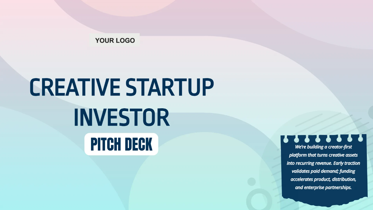 Free Creative Startup Investor Pitch Deck Template to Edit Online