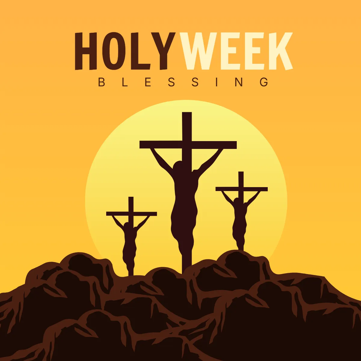 Free Holy Week Yellow Background Clip Arts Template to Edit Online