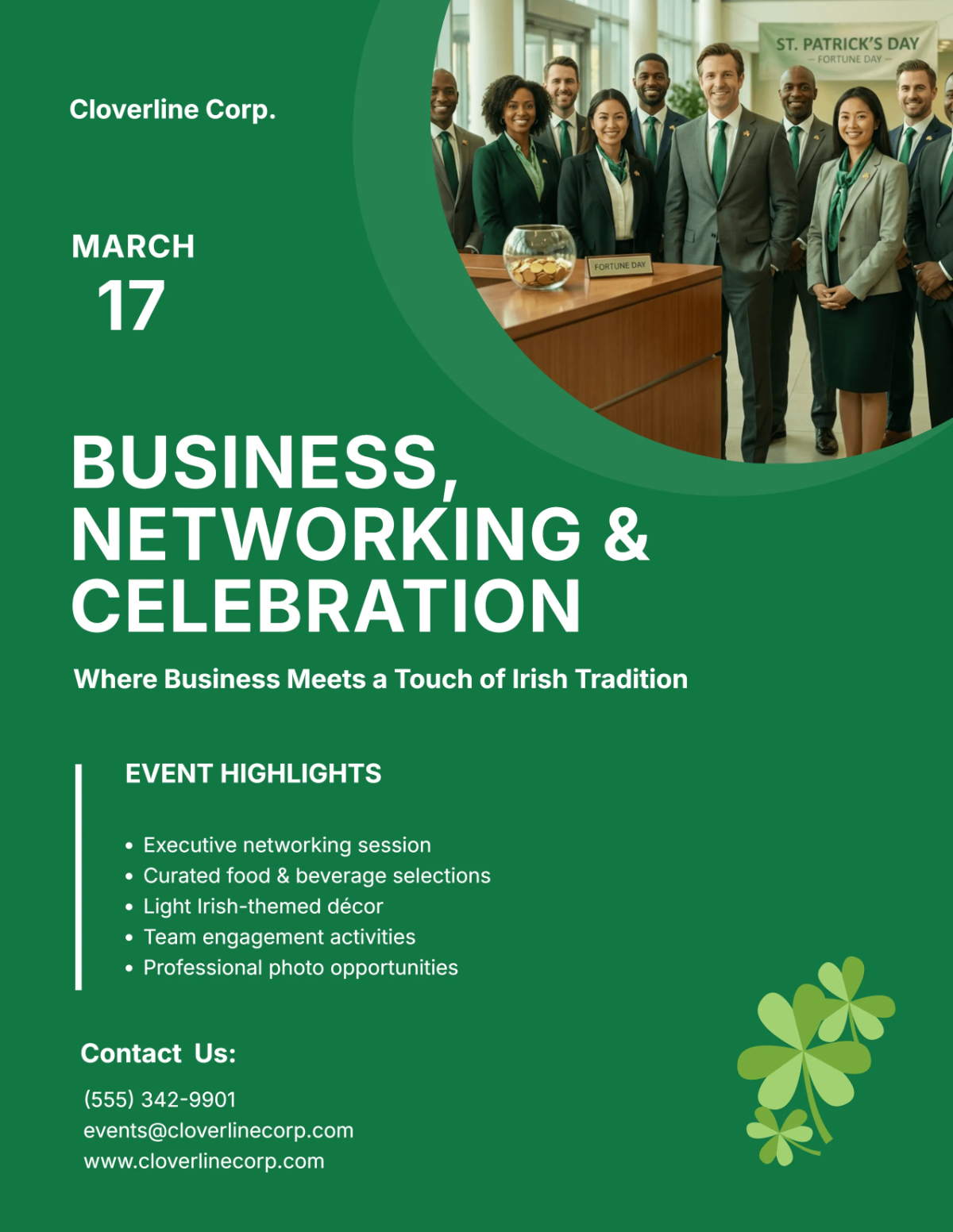 Free St. Patrick's Day Corporate Flyer Template to Edit Online
