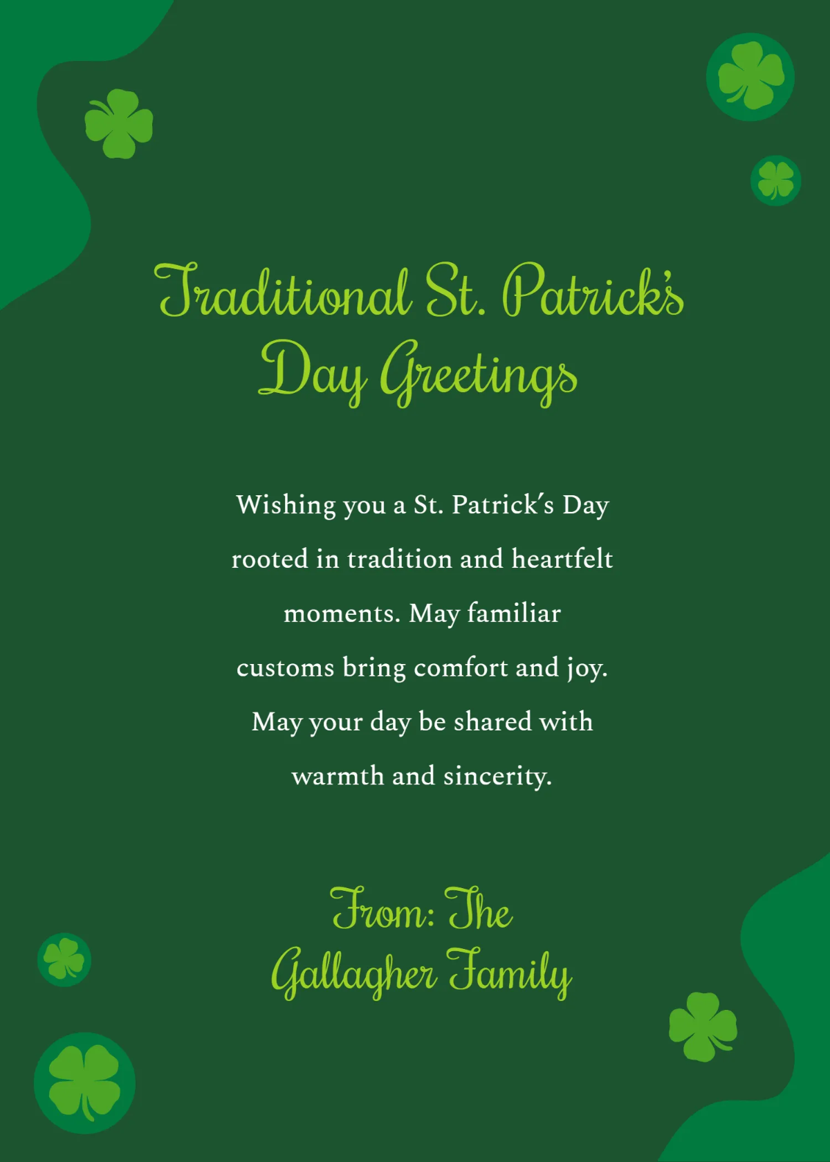 Free Traditional Animated St. Patrick’s Wishes Template to Edit Online