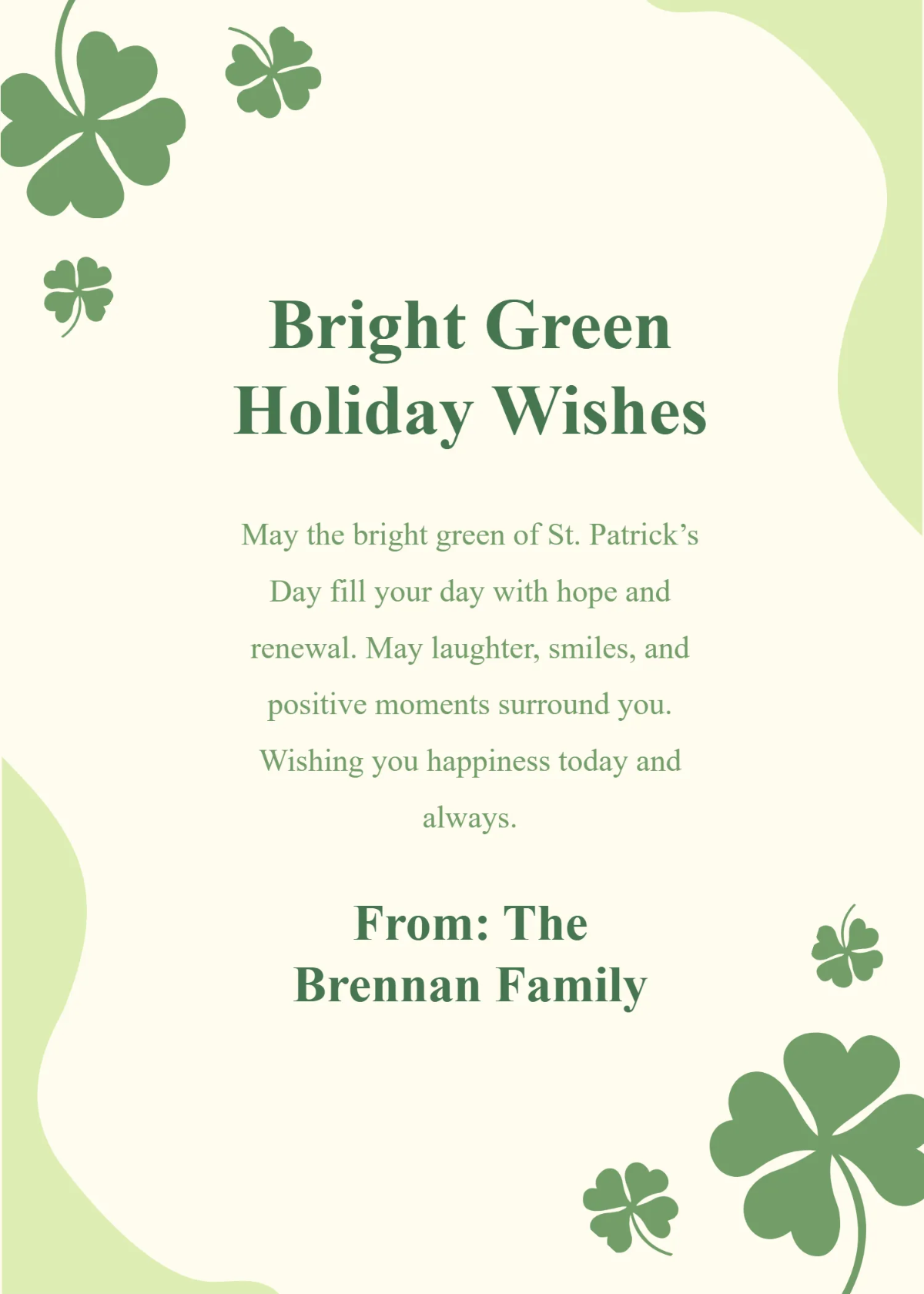 Free Bright Green Animated St. Patrick’s Wishes Template to Edit Online