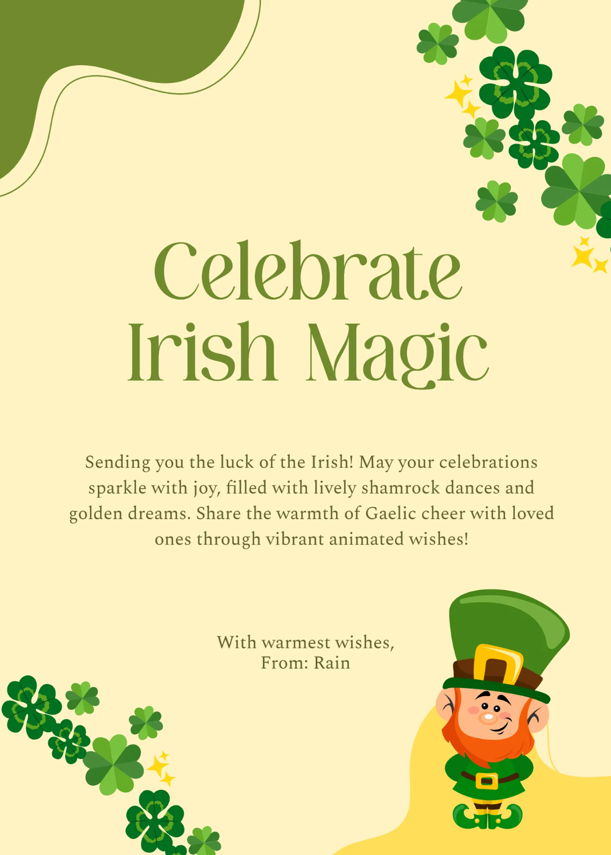 Free Irish Festival Animated Wishes Template to Edit Online