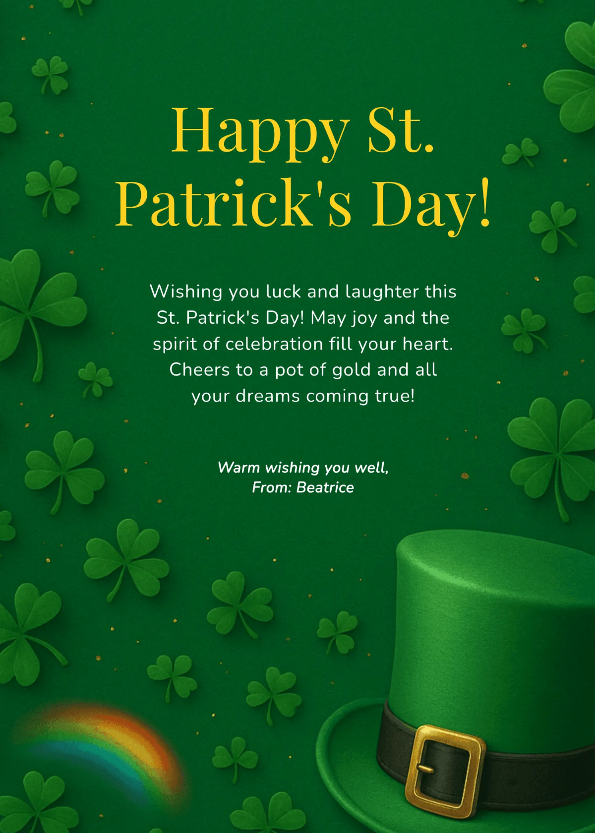 Free Green St. Patrick’s Day Animated Wishes Template to Edit Online