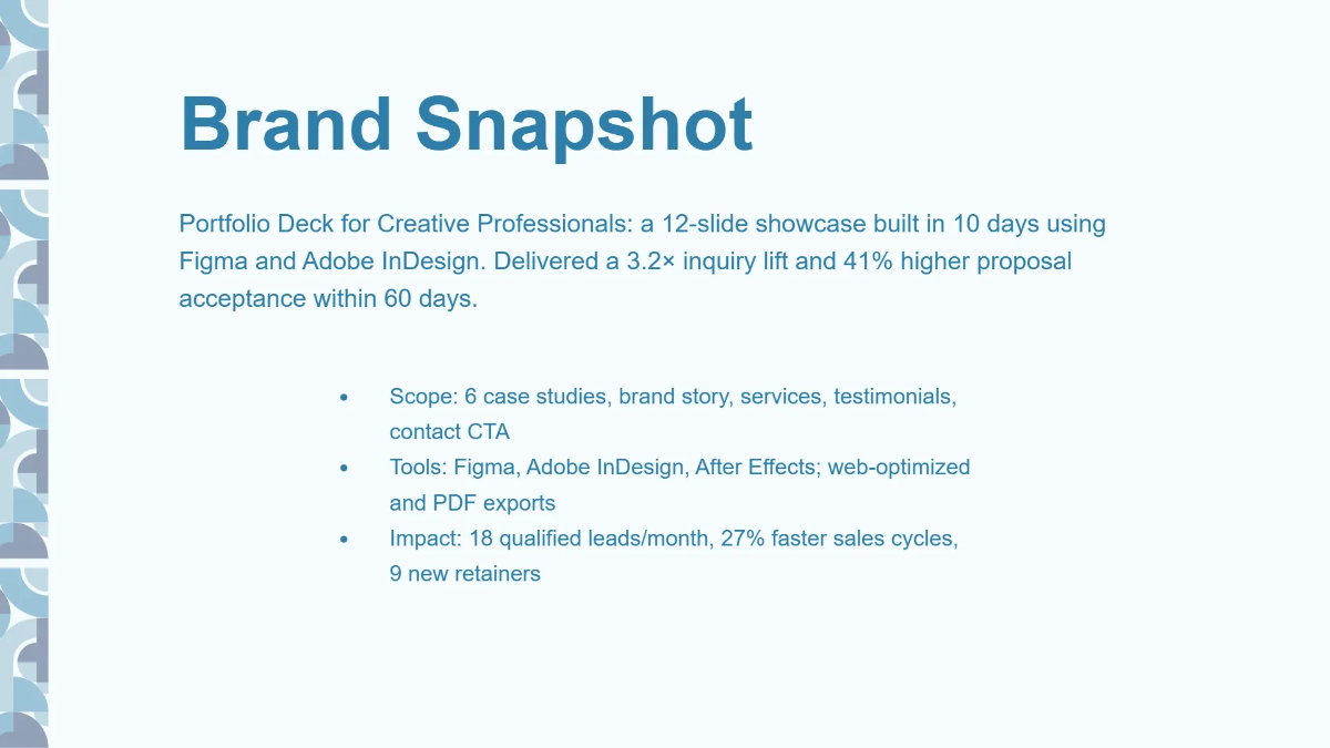 Free Portfolio Deck for Creative Professionals Template to Edit Online