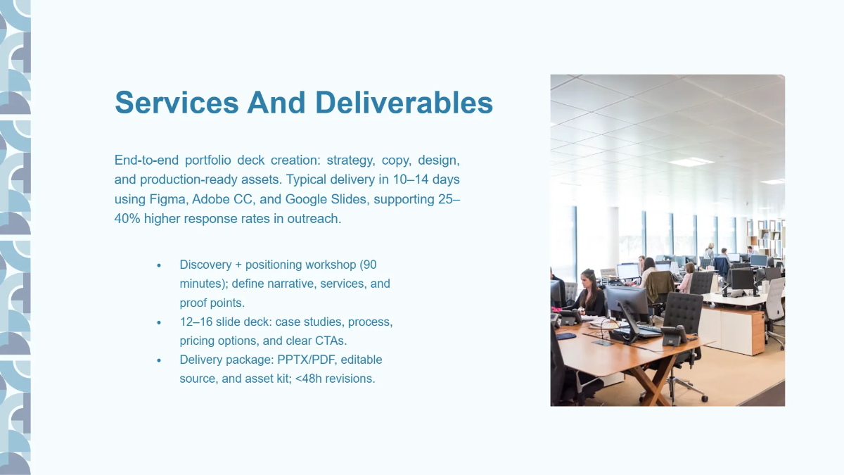 Free Portfolio Deck for Creative Professionals Template to Edit Online