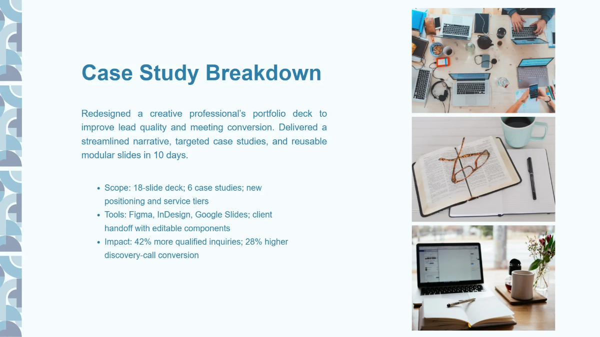 Free Portfolio Deck for Creative Professionals Template to Edit Online