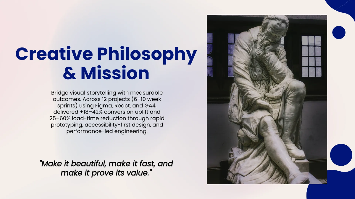 Free Portfolio Showcase Presentation Deck Template to Edit Online